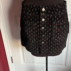 Free People Black and Red Patterned Mini Skirt